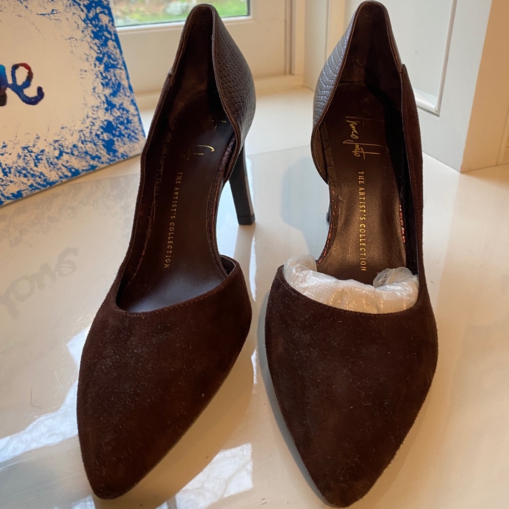 Franco sarto brown heels - size 8 - beautiful details in pics